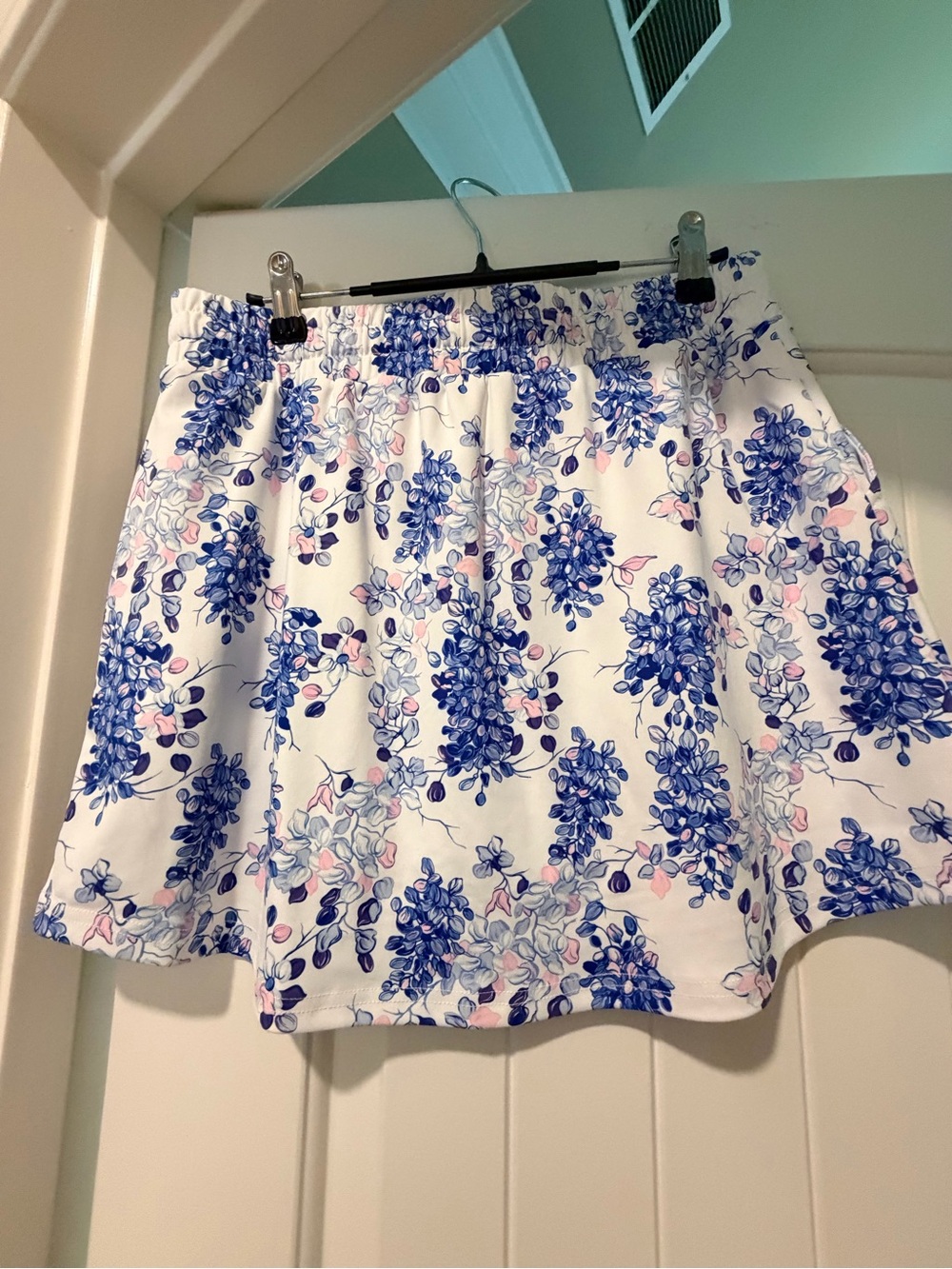Simply Southern White Skort with Blue and Pink Floral Clusters - Picture 6 of 9